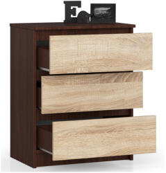 AKORD CLP Komód 3 Fiókos Laminált Wenge-Sonoma Tölgy (OP0LK-6VENSON3SZ)