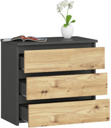 AKORD CLP Artisan 3-Fiókos Komód Laminált Grafit-Tölgy (OP0LCL-SZARART003)