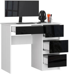 AKORD A-7 Kompakt Számítógépasztal Laminált Fehér-Fekete Magasfényű 90cm Jobbos (IP0PBIUPOLCZARPRA7)