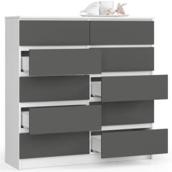 AKORD CLP K120 Komód Laminált Fehér-Szürke 10 Fiókos (OP0LK-120SZ10BIASZA)