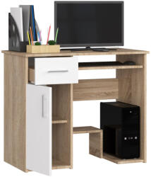 AKORD Jay Számítógépasztal Sonoma Tölgy Fehér Kihúzható Billentyűzettartóval (IP0PJAYDABBIA001)