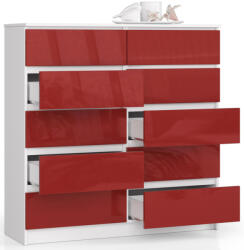 AKORD CLP K120 Komód 10 Fiókos Magasfényű Piros MDF (OP0LK-1POLCZERW120)