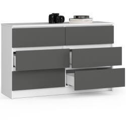 AKORD CLP 6-Fiókos Komód Laminált Fehér-Szürke Matt (OP0LK-120SZ6BIASZA)