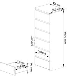 AKORD CL6 Keskeny Fiókos Komód Fehér Matt (OP0LCL6BIA001)