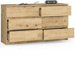 AKORD CLP Artisan Tölgy 6-Fiókos Komód OP0LK-140SZ6-ART (OP0LK-140SZ6-ART)