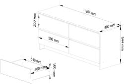 AKORD CLP Modern Komód 4 Fiókos Laminált Fehér-Szürke Matt (OP0LK-120SZ4-BIASZA)
