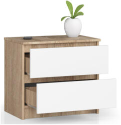 AKORD CLP K60 Komód Laminált Sonoma Tölgy Fehér 2 Fiókos (OP0LK-6DABBIA001)