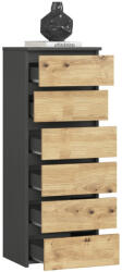 AKORD CL6 Keskeny Fiókos Komód Grafit Szürke Artisan Tölgy (OP0LCL6SZARART001)