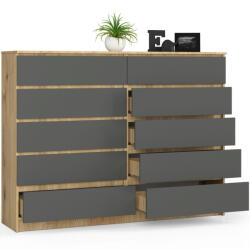 AKORD CLP Artisan Tölgy Komód 10 Fiókos Matt Szürke OP0LK-1ARTSZA012 (OP0LK-1ARTSZA012)
