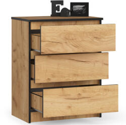 AKORD CLP Craft Tölgy Komód 3 Fiókos Laminált (OP0LK-6CRA002)