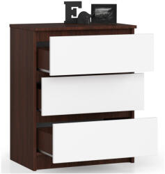 AKORD CLP Komód 3 Fiókos Laminált Wenge-Fehér (OP0LK-6VENBIA3SZ)