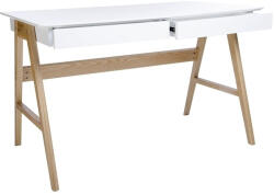 King Home Riva Scandic Íróasztal MDF Fehér Tölgyfa Lábakkal (KHM-LL-008) - platinashop