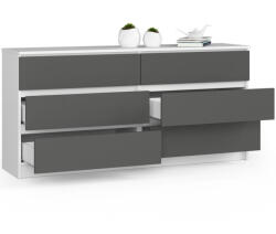 AKORD CLP 160 Komód Laminált Fehér-Szürke Matt 6-Fiókos (OP0LK-160SZ6BIASZA)