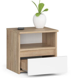 AKORD CL1 Sonoma Tölgy Fehér Éjjeliszekrény Laminált Fiókos (OP0LCL1SONBIA001)