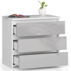 AKORD CL3 Éjjeliszekrény Laminált Fehér/Metál Magasfényű 60 cm (OP0LCL-POLMET)