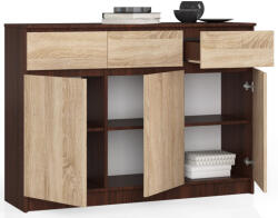AKORD CLP K140 Komód Wenge/Sonoma Tölgy 3 Ajtós 3 Fiókos (OP0LK-1VENSON0008)