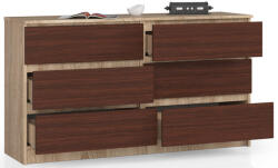 AKORD CLP K140 Komód Laminált Sonoma Tölgy/Wenge 6-Fiókos (OP0LK-1DABWEN002)