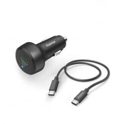 Hama USB-C autós töltő 25W, 1m-es USB-C - USB-C kábellel fekete (00201614)