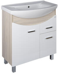TMP cabinets Zx75 Sonoma Lábon Álló Fürdőszobabútor - Sanovit Zenon 6075 Porcelán Mosdóval, 75x50 cm
