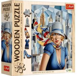 Trefl 200 db-os Wooden Contour Fa Puzzle - Catherine Abel - Summer in the City (20251) (20251)