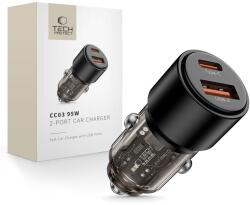 Tech-Protect Cc03 2-portos autós töltő Pd95w/qc3.0 Fekete