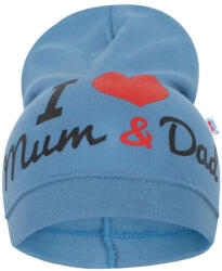NEW BABY Baba sapka New Baby I Love Mum and Dad kék - pindurka