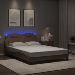 vidaXL cappuccino színű műbőr ágykeret LED-világítással 120 x 200 cm (VD3214012)
