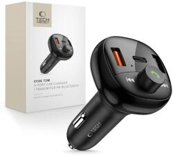 Tech-protect Cc06 3-portos autós töltő Pd72w + FM Bluetooth Transmitter Fekete