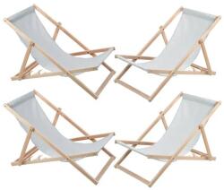  4 db bükkfa napozóágy készlet világosszürke huzattal, összeszerelve (ANN-CEN-90849)