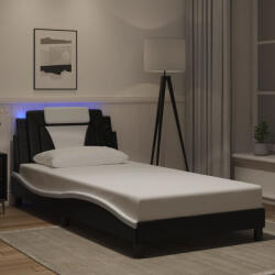 vidaXL fekete és fehér műbőr ágykeret LED-világítással 100 x 200 cm (VD3214006)
