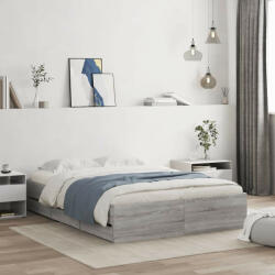 vidaXL szürke sonoma színű szerelt fa ágykeret fiókokkal 120 x 190 cm (VD3207320)