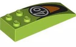 LEGO® 44126pb059c34 - LEGO lime lejtő 6 x 2 méretű, íves, fekete narancssárga 40-es rajtszám mintával (44126pb059c34)
