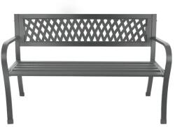  Dekoratív kerti pad háttámlával, acél/öntöttvas, grafitszürke, 125×53 cm (1107350)