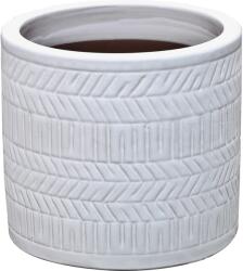 Kaspó kerámia strukturált fehér 19 cm átmérő x 17 cm
