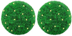 vidaXL 2 db zöld mesterséges boxwood gömbök LED fényekkel 45 cm (VD3335908)