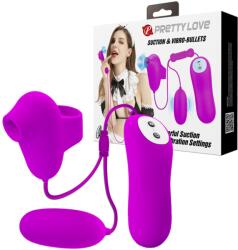 Pretty Love Stimulator Dublu Pretty Love, 12 Moduri Vibratii, 12 Moduri Suctiune, Silicon, Mov