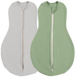 Kidizi Set 2 sistem de infasat cu fermoar dublu Kidizi SnugPod Grey Green M, pentru bebelusi cu greutate de 3.8-7 kg, 0.5 tog (5949551911074)