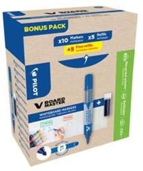 Pilot Táblamarker, 2, 3 mm, kúpos, PILOT "V-Board Master, Bonus Pack", kék + betét (WBMA-L+WBS-L-S10-BG) - nyomtassingyen