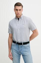 Tommy Hilfiger lenvászon ing férfi, legombolt galléros, sötétkék, regular, MW0MW39155 - sötétkék XL
