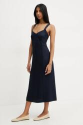 HUGO BOSS ruha vászonkeverékből sötétkék, mini, harang alakú, 50535332 - sötétkék 34