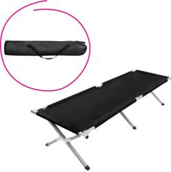 TEMPO KONDELA Şezlong de camping, negru/gri, RODOR