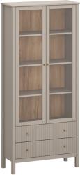 TEMPO KONDELA Vitrină, gri-maroniu Taupe / stejar craft auriu, KLIO 2W2S Comoda