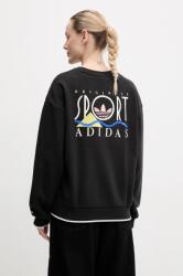 Adidas pamut melegítőfelső Graphic Sweat fekete, női, mintás, JD1810 - fekete XL