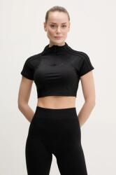 Adidas t-shirt Zip Up Crop Top női, félgarbó nyakú, fekete, JJ0917 - fekete XS