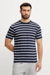 Helly Hansen pamut póló NEWPORT sötétkék, férfi, mintás, 34494 - sötétkék S