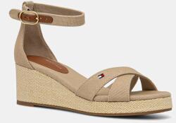 Tommy Hilfiger szandál FLAG CRISS-CROS MID WEDGE ESPAD - bézs Női 41