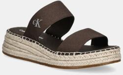 Calvin Klein Jeans papucs SPORTY ROPE MG LTH WEBBING barna, női, éksarkú, YW0YW01704 - barna Női 39