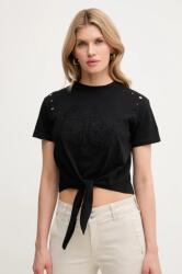 Guess pamut póló EYELET női, fekete, W5GI18 I3Z14 - fekete XS