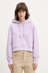 Guess Jeans pamut melegítőfelső lila, női, nyomott mintás, kapucnis, W5GQ22 K68I4 - lila XL