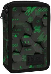 DERFORM Penar băieți cu două compartimente, echipat cu rechizite, BackUp, model camuflaj verde mystic Penar